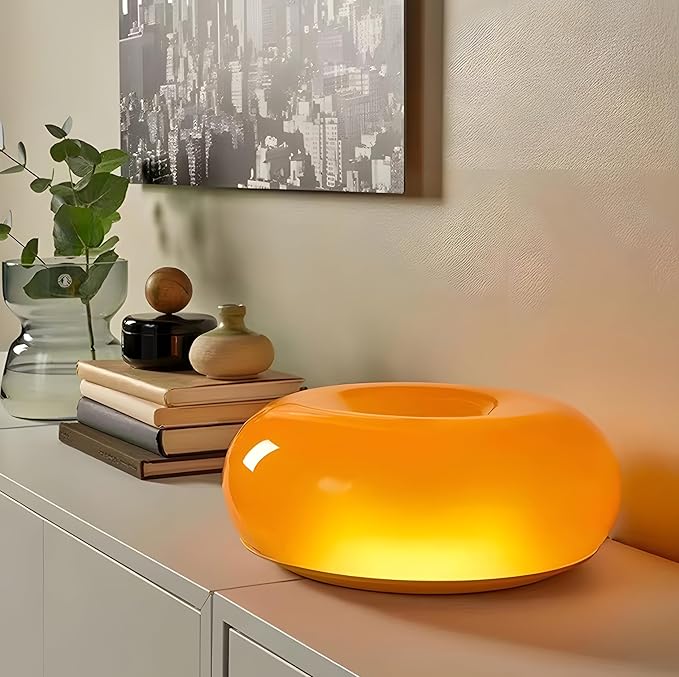 Creative Design Atmosphere Donut Lamp, Plug- in Bedsided Wall Sconce Or Ambient Lighting, Modern Orange Donut Light for Warm Decoration,Cute Table Light for Children's Room Or Living Room - Bloomnest