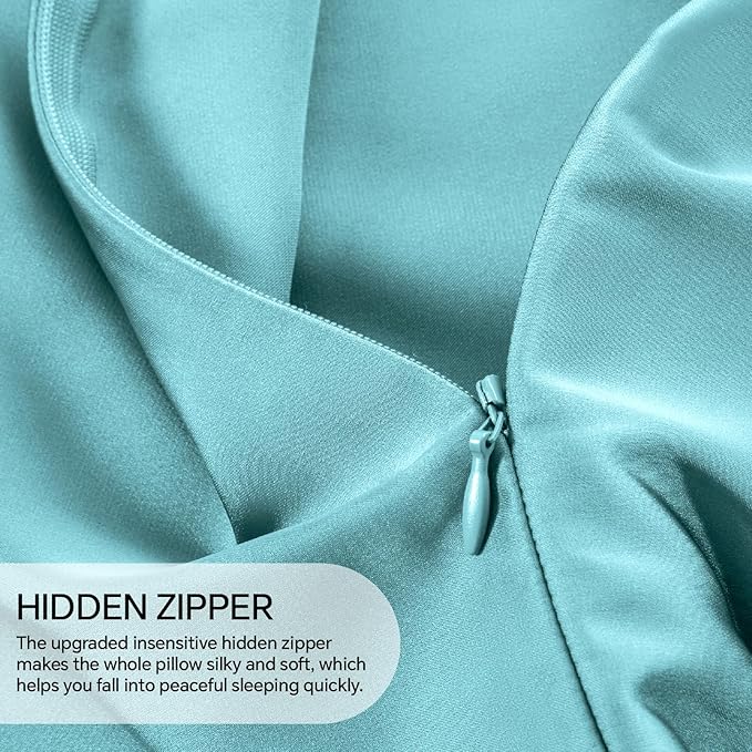 INFIIXSO Mulberry Silk Pillow Cases King Size Set of 2, Silk Pillowcase with Hidden Zipper 20"x36", Extraordinary Smooth and Soft Pillow Case for Hair and Skin(Ocean Mist, 2 Pack) - Bloomnest