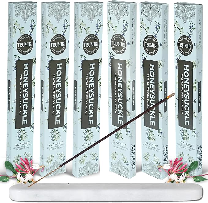 Honeysuckle Incense Sticks - Total 120 Insence-Sticks - 6 Packs of 20 Insense - Inciensos - Inscents - Natural Non Toxic Ingredients - Incents - Incence - Inscense - Insents TRUMIRI