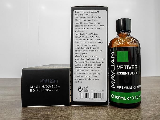 MAYJAM Premium Grade Vetiver Essential Oil - 100ML/3.38FL.OZ for Diffuser, Aromatherapy Oils for Candles, Soaps - Bloomnest