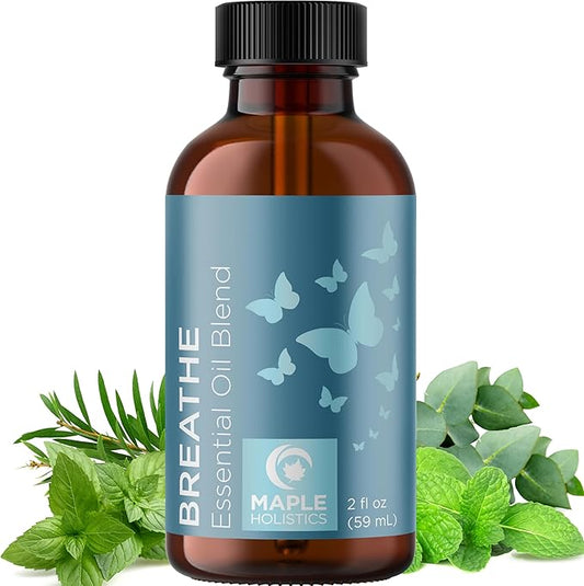 Breathe Essential Oil for Diffuser - Invigorating and Refreshing Breathe Essential Oil Blend with Eucalyptus Peppermint Tea Tree and Mint for Diffusers for Home and Shower Aromatherapy (2 Fl Oz) - Bloomnest