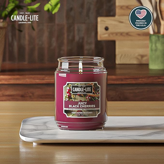 Candle-lite Scented Candles, Juicy Black Cherries, 18 oz Jar, Proudly Poured in The USA, Aromatherapy Candle, Single-Wick with 110 Hours of Burn Time, Perfect for Creating an Inviting Ambiance - Bloomnest