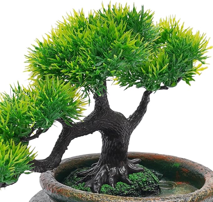 Gdrasuya10 Tabletop Rockery Fountain Indoor Waterfall Bonsai Desktop Mini Rockery Water Fountain with Automatic Pump and LED Light, Home Office Bedroom Humidifier Desk Decorate