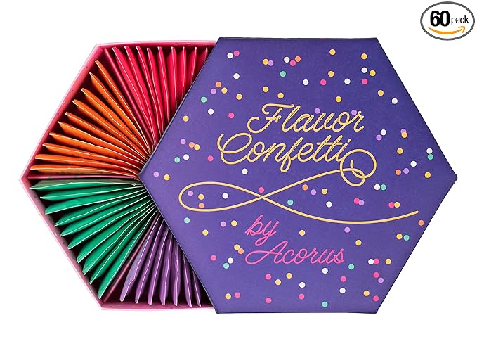 ACORUS | Flavor Confetti Tea Assortment | Natural Fruit and Herbal Tea Gift Set | Celebrate with 6 Different Flavors | Large Selection Tea Set | Tea Box For Various Occasions - 60 Tea Bags - Bloomnest
