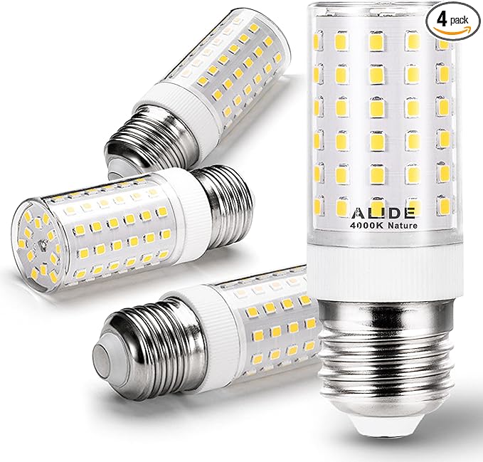 ALIDE E26 E27 12W LED Candelabra Bulbs,E26 100 Watt Led Replacement, 4000K Natural White,E26 LED Corn Light Bulbs 1200LM for Ceiling Fan Chandelier Pendant Lighting,Non-dimmable,4 Pack - Bloomnest