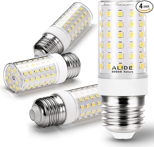 ALIDE E26 E27 12W LED Candelabra Bulbs,E26 100 Watt Led Replacement, 4000K Natural White,E26 LED Corn Light Bulbs 1200LM for Ceiling Fan Chandelier Pendant Lighting,Non-dimmable,4 Pack - Bloomnest