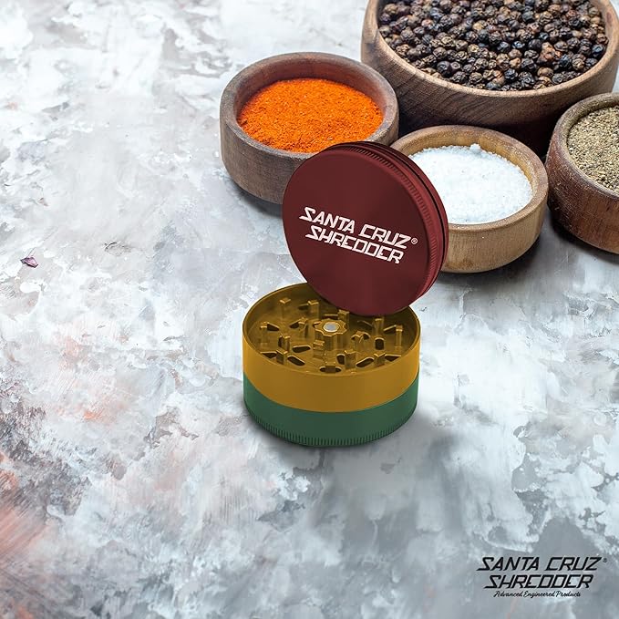 Santa Cruz Shredder Metal Spice Grinder Made in USA (Large (2.7 Inch), Rasta) - Bloomnest
