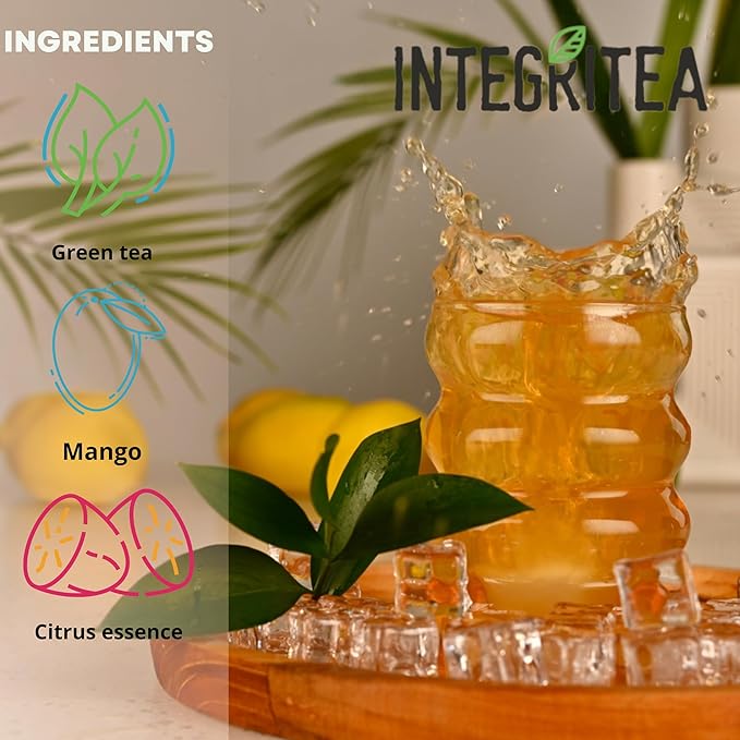 IntegriTEA Green Mango Flavored Green Tea, 6 Organic Unsweetened Iced Tea Bags, 6 Gallons, Hot or Cold Brew, Fairly & Sustainably Sourced - Bloomnest