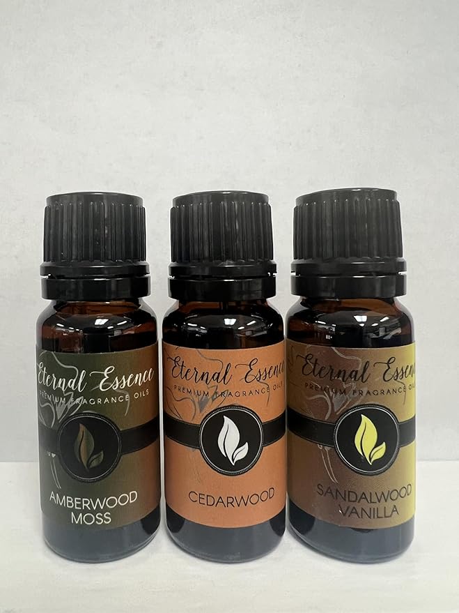 Trio (3) - Amberwood Moss, Sandalwood Vanilla & Cedarwood - Premium Fragrance Oil Trio - 10ML EternalEssenceOils