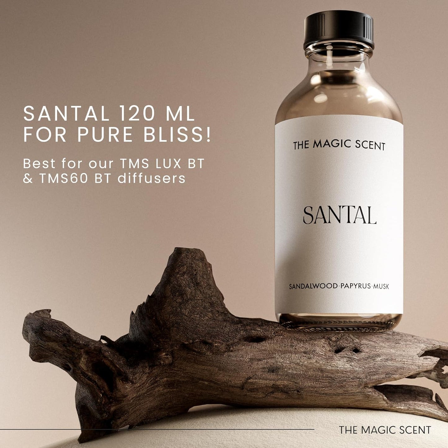 The Magic Scent Santal Fragrance Oil - Diffuser Oil Scent - Santal Aroma Diffuser Oils - Luxury Scents for Home - Sandalwood Oil - 4 fl oz, 120 mL