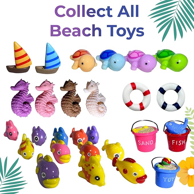 Bath Bombs for Kids Set with Surprise Beach Toys Inside - Safe Ingredients for Sensitive Skin - Colorful Bubble Fizzies with Fun Toy Inside - Handmade in USA - Bloomnest