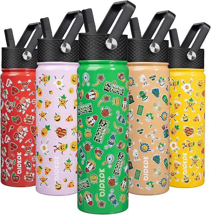 BJPKPK Insulated Water Bottle with Straw Lid, 22 oz Stainless Steel Metal Water Bottles, Reusable Leak Proof BPA Free Water Bottles, Cups, Thermo, Game - Bloomnest