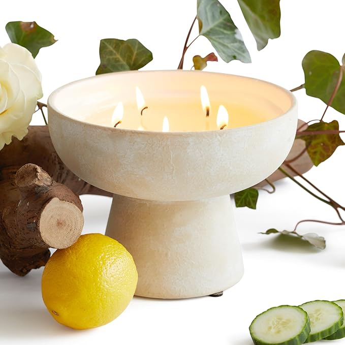BLUEME Renew - Ivy & Rose, Luxury Candle w/Essential Oils, 5 Wick, Hand-Poured Soy, Cotton Wick, Ceramic - Bloomnest