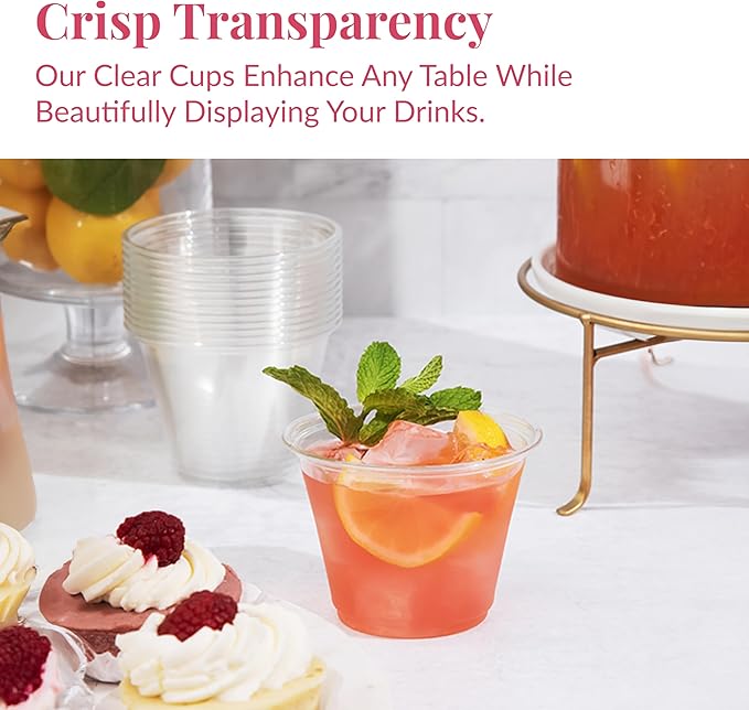 Prestee 500 Clear Plastic Cups - 9 oz Cocktail Cups for Parties and Events, Plastic Cocktail Glasses, Disposable Drinkware - Durable Drinkware, Bulk 500 Party Supplies - Bloomnest