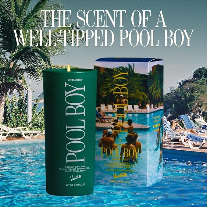 Vacation Well-Tipped Pool Boy Candle, Luxury Coconut Candle with Pool Water, Solar Musk & Banana Scent, Premium Gift for Home Decor & Beach Lovers - Bloomnest