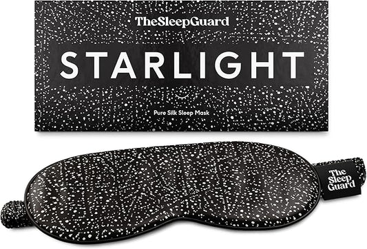 TheSleepGuard Pure Silk Sleep Mask [100% 6A Mulberry Silk, 22 Momme] Light Blocking Travel Essentials. Eye Masks for Sleeping. Black Oeko-Tex Blindfold. Eye Covers for Men & Women