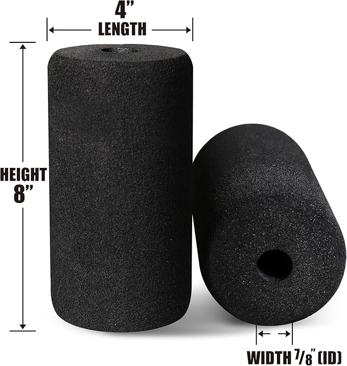 WF Athletic Supply Foam Foot Pads, Foam Roller for Gym Exercise Machines Equipment Replacements, Roller Pad for Leg Extension, PEC Deck Pads for Weight Bench, Sold by Pair (8” x 4” OD x 0.875” ID) - Bloomnest