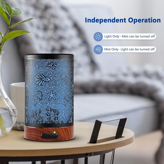 EQUSUPRO Aromatherapy Essential Oil Diffuser 150ml- Electric Cool Mist Aroma Diffuser with Intermittent Mode, Auto Shut-Off Protection, 7 Colors Changing LED Light for Home Office Decor & Gift (Sea) - Bloomnest