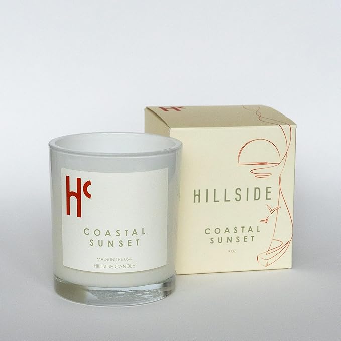 Coastal Sunset Single Wick Soy Candles, Luxury Scented Candles for Home - Up to 60 Hour Burn Time, Cruelty-Free Soy Wax Blend - Bergamot Fragrance, Notes of Pomelo & Orange (9 oz) - Bloomnest