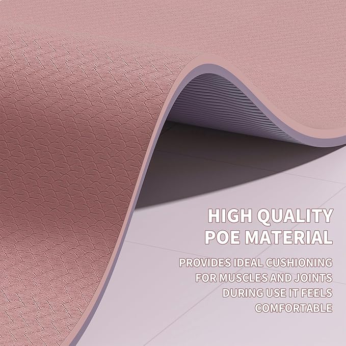 Large Yoga Mat (6'x 4') - Extra Long and Wide 72 x 48 inches, Non-Slip POE Fitness Mat, Eco-Friendly, Thick Wide Exercise Mat for Home Workouts,Ideal for Yoga and Pilates.