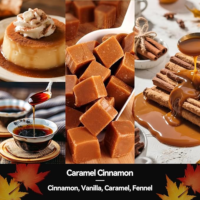 Fall Candles - Caramel Cinnamon Candle | Fall & Winter Scented Candles - Warm Cinnamon Spiced Aroma, 7 oz Soy Candle for Home Scented, Cozy Seasonal Holiday Gift for Women & Men - Bloomnest