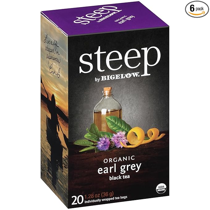 steep by Bigelow Organic Earl Grey Black Tea, 20 Count (Pack of 6), 120 Total Tea Bags - Bloomnest