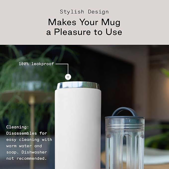 Firebelly Tea, Travel Tea Infuser Mug with Strainer, Insulated Tumbler for Loose Leaf Tea or Coffee, Leakproof Bottle for Hot or Iced Drinks, Stainless Steel Thermos with Lid, Blanc - Bloomnest