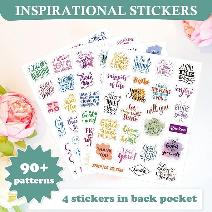 Gratitude Journal with 4 Inspirational Stickers: Undated Daily Gratitude Journal for Women and Men - More Happiness, Affirmation, and Mindfulness in A Few Minutes with Prompts & Quotes (Green) - Bloomnest