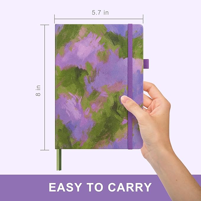 &And Per Se Dotted Journal Notebook, A5 Hardcover Bullet Dotted Journal, 160 Pages 100 gsm Thick Paper, 3 Sheets of Stickers Included - 5.7'' x 8'' (Lavender Grove) - Bloomnest