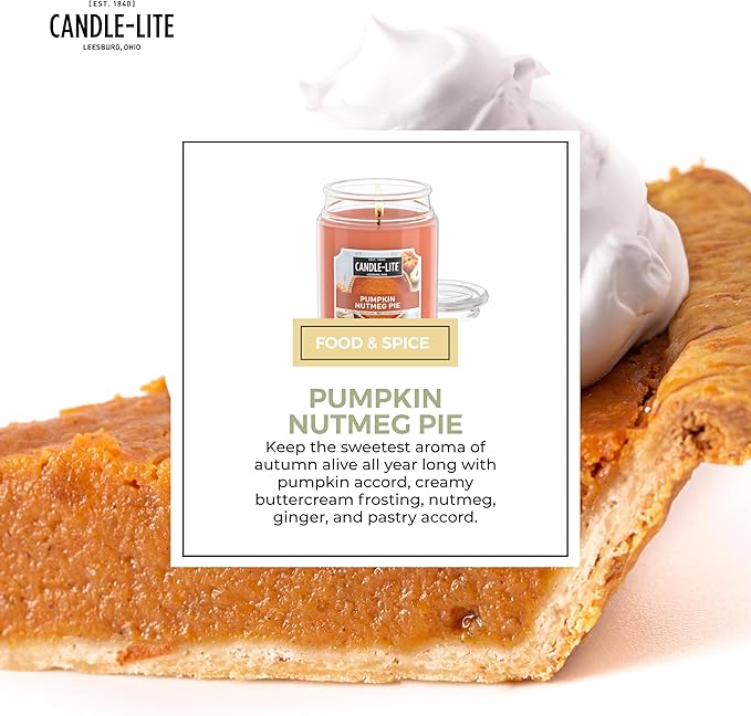 Candle-lite Halloween Scented Candles, Pumpkin Nutmeg Pie, 18 oz Jar, Proudly Poured in The USA, Aromatherapy Candle, Single-Wick with 110 Hours of Burn Time, Perfect for Creating an Inviting Ambiance - Bloomnest