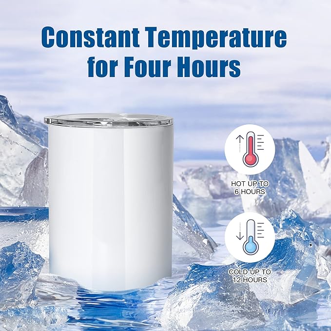 AGH 10OZ Sublimation Wine Tumblers Blanks, 4 Pack Straight Stainless Steel Tumblers with Lids and Straw, Sublimation Coffee Cups Mugs for Hot & Cold Drinks - Bloomnest