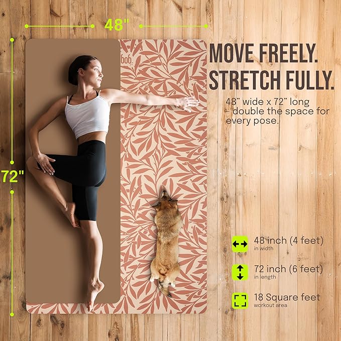 Large Yoga Mat (6'x4') – 1/4" & 1/2" Thick Exercise Mats for Home Workout, Extra Wide Workout Mats for Home Gym, Yoga, Pilates, Stretching, Floor & More - Bloomnest