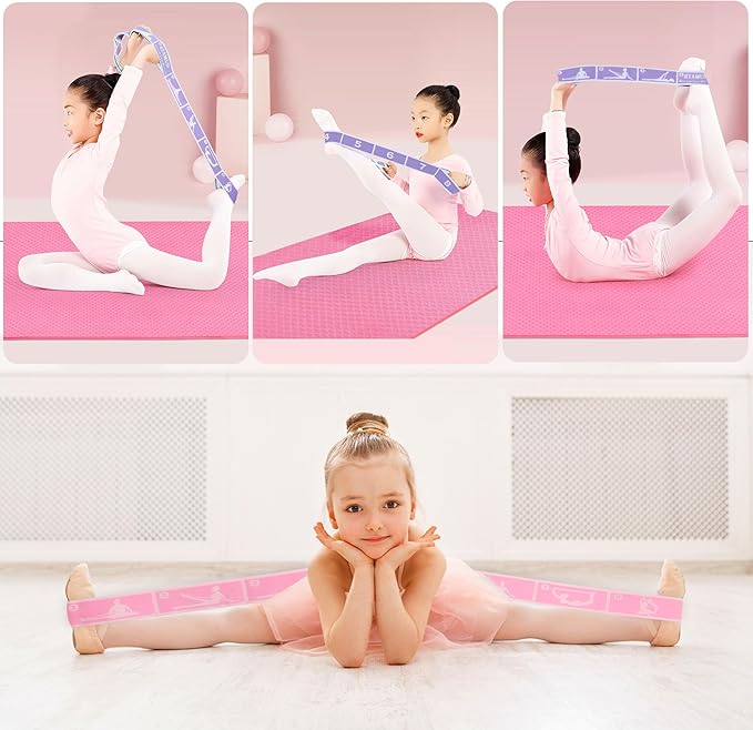 2 Pcs Kids Stretch Bands Dance Stretching Straps for Children Gymnastics Equipment Dance Training Elastic Band for Kids Multi-Loop Numbered Stretch Band for Ballet Cheerleading-8 Loops - Bloomnest