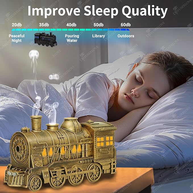 Diffuserlove Essential Oil Diffuser 300ML Train Cool Mist Humidifier Quiet Aromatherapy Diffuser with Night Light for Bedroom Desk - Bloomnest