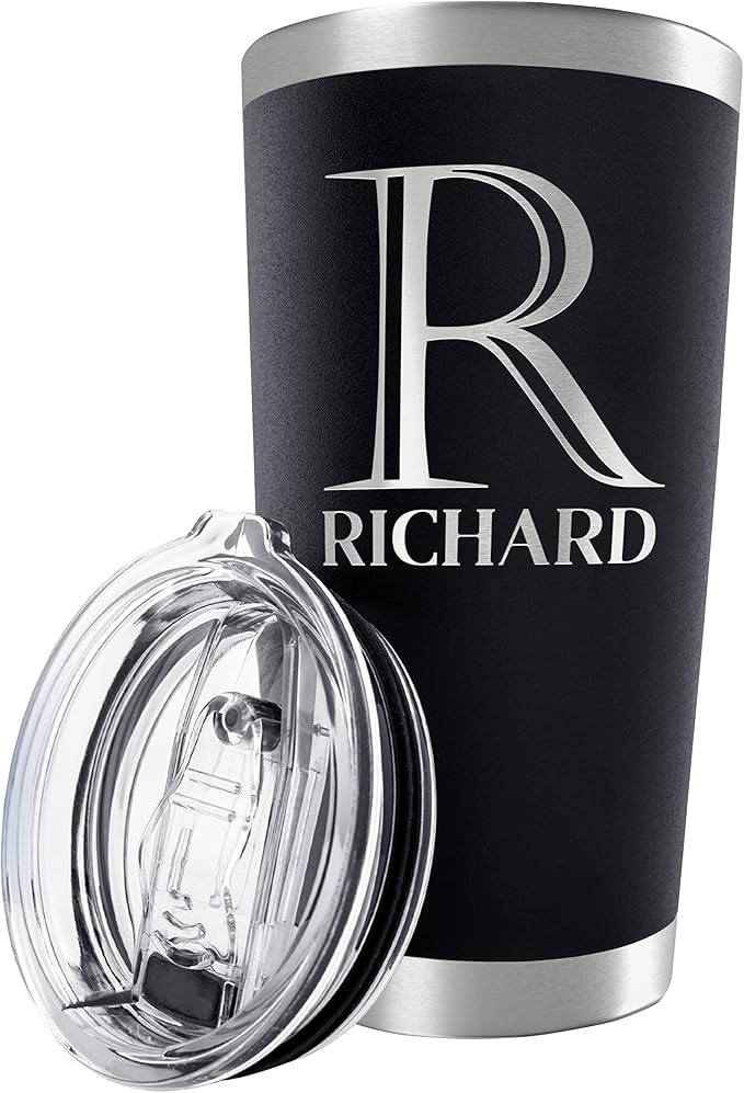 Be Burgundy Personalized Tumbler with Engraved Name - 12 Designs, 20 Oz Coffee Tumbler with Slider Lid, Black - Double Wall Insulated, Personalized Gifts for Him - Bloomnest
