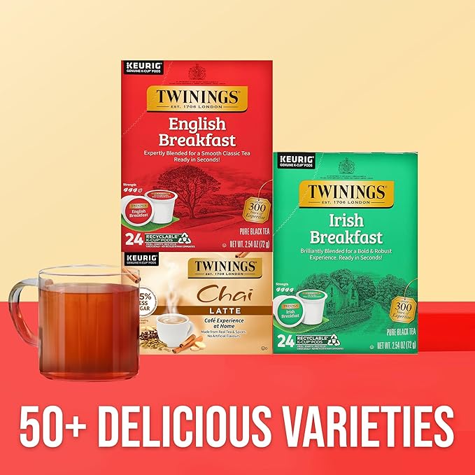 Twinings English Breakfast Black Tea K-Cup Pods for Keurig, 24 Count (Pack of 1), Smooth, Flavourful, Robust, Caffeinated, Enjoy Hot or Iced - Bloomnest