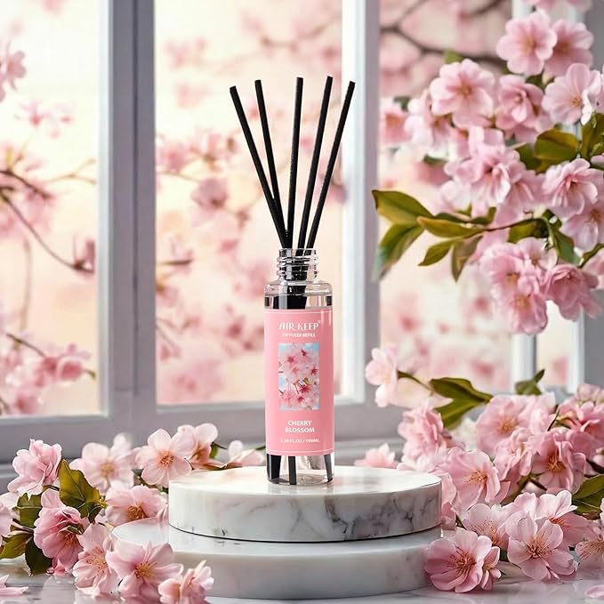 Airkeep Reed Diffuser Oil Refill/Cherry Blossom/3.38 oz/1 Pack/Air Freshener & Aromatherapy Essential Oil Blend for Home Fragrance – Scented Refill Oil for Bathroom, Bedroom & Home Decor - Bloomnest