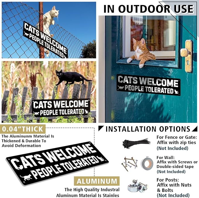 Black Cats Gifts for Women Funny Cat Wall Gothic Halloween Decor for Home, Cute Christmas Gifts for Cat Lovers, Rustic Vintage Tin Sign for Orange Siamese Tuxedo Home Indoor Outdoor Farmhouse Decor - Bloomnest