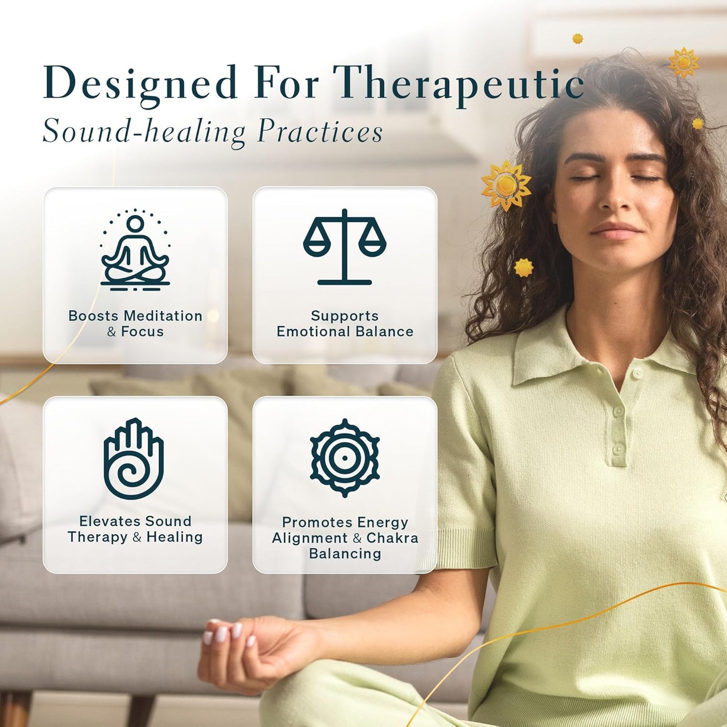 Tibetan Singing Bowl Set of 7, Handmade Singing Bowl for Meditation & Holistic Healing, Yoga Accessories, 3-5” Brass Singing Bowls with Wooden Striker, Cushion & Gold Carry Box