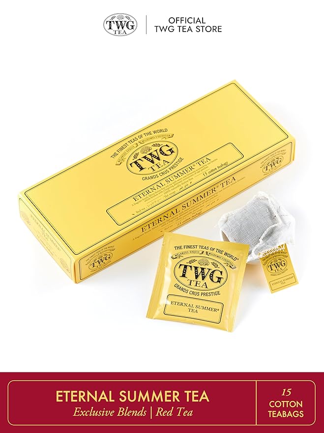 TWG Tea | Eternal Summer Tea | Rooibos Tea | Flowers & Redcurrant | 15 Hand Sewn Cotton Teabags | Gift Set - Bloomnest