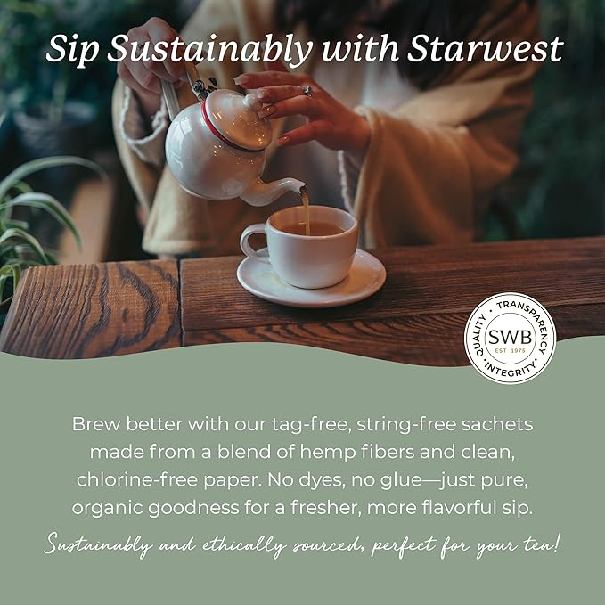 Starwest Botanicals Organic Jasmine Tea - Caffeinated Herbal Blend, Green Tea Scented with Natural Jasmine Flowers, Fragrant & Uplifting, Enjoy Hot or Iced, USDA Organic, Non GMO - 20 Tea Bags - Bloomnest