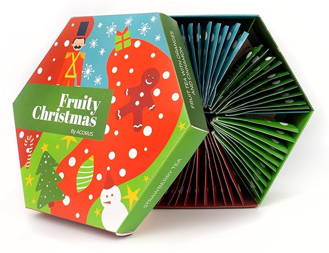 ACORUS Fruity Christmas Tea Set, Fruit Tea Gift Set, 60 Assorted Tea Bags Variety Pack, Fruit Tea Sampler, Specialty Tea Bags Individually Wrapped, Tea Gifts for Women, Men, Tea Lovers - Bloomnest