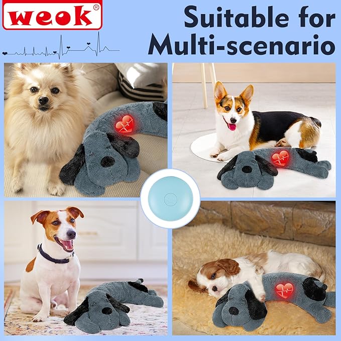 Puppy Heartbeat Toy for Separation Anxiety Relief, Heartbeat Stuffed Animal Anxiety Calming Behavioral Aid Plush Toy for Dogs Cats Pets - Bloomnest