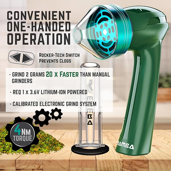 Mamba Electric Herb Grinder, 2g Spice Grinders with Loading Tool, USB Rechargeable & Portable Metal Mill for Herbs and Kitchen,Mamba Loader XL - Bloomnest