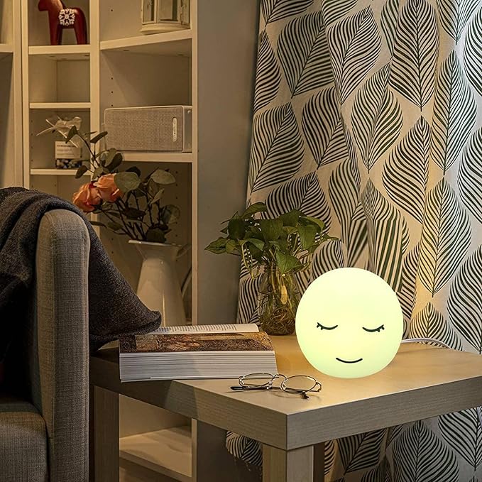 Breathing lamp Guided Visual Meditation Tool for Mindfulness, Slow Your Breathing & Calm Your Mind for Stress & Anxiety Relief, 3 Color and 478 Seconds Breathing Mode Silicone Cute Smiley face lamp YeeBeny