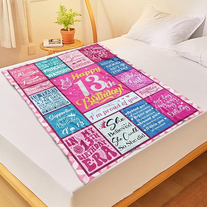 13th Birthday Gifts for Girls, 13 Year Old Girl Gifts, 13th Birthday Decorations for Girls, Gifts for 13 Year Old Girl, Teenager Girl Gift Ideas, Birthday Gifts for Teen Girls, Girls Blanket 50"x60" - Bloomnest