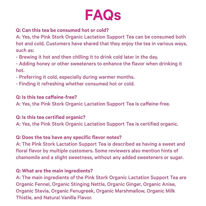 Pink Stork Organic Lactation Tea – Fenugreek, Fennel, Milk Thistle + More – Support for Breastfeeding, Pumping, Hydration, Milk Flow – Smooth Vanilla – 15 Sachets, Caffeine-Free - Bloomnest
