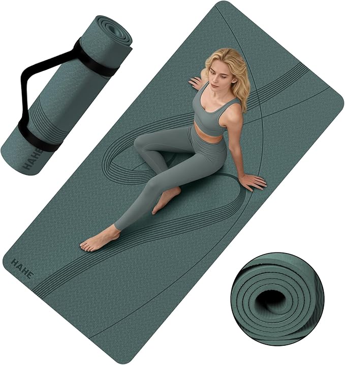 Yoga Mat High Density Exercise Mat, 76"x32"x0.27"Thick Wide & Large Yoga Mat for Women Men, Professional POE Workout Mat for Yoga, Pilates, Fitness & Stretching - Bloomnest