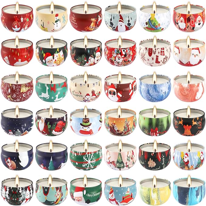 36 Pack Christmas Scented Candles Gift Set 2.5oz Strong Fragrance jar Candles Natural Soy Wax Candles Portable Travel Tin Jar Candles Gifts for Home Scented Decoration Birthday Valentine'sDay - Bloomnest