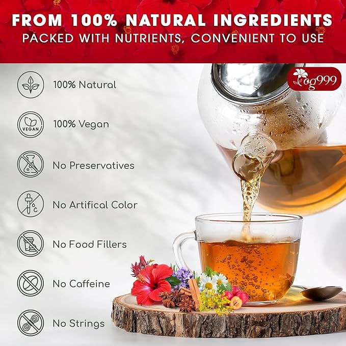 Upgraded Pressure Balance Herbal Tea - 40 Tea Bags, 3.5 oz | Heart Functional Tea | Blend of 9 Natural Herbs | Caffeine-Free, Sugar-Free, Vegan-Friendly (40 Tea bags - 3,5 oz) - Bloomnest